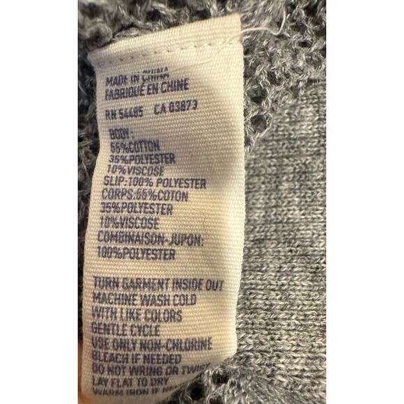 American Eagle 2010s Light Gray Crochet Knit Gray Henley Sweater Dress Small - Picture 9 of 10